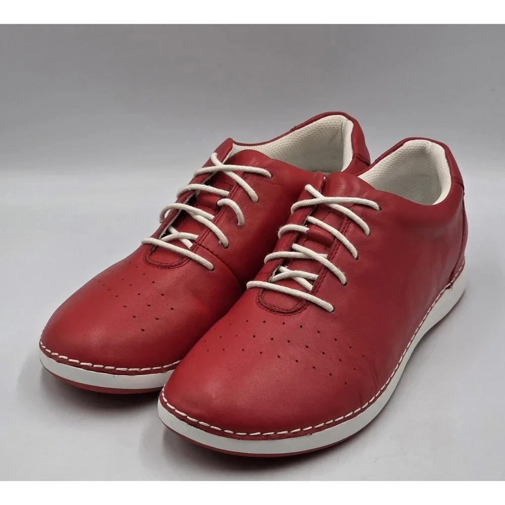 Alegria Essence ESS-623 Red Leather Slip Resistant Work Shoes Womens 8.5 EU 39